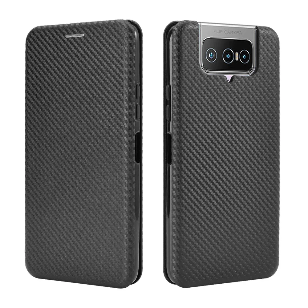 Fashion Flip Carbon ShockProof Wallet Magnetic Leather Cover Asus Zenfone 7 ZS670KS Case For Asus ZS670KS ZS670 KS Phone Bags