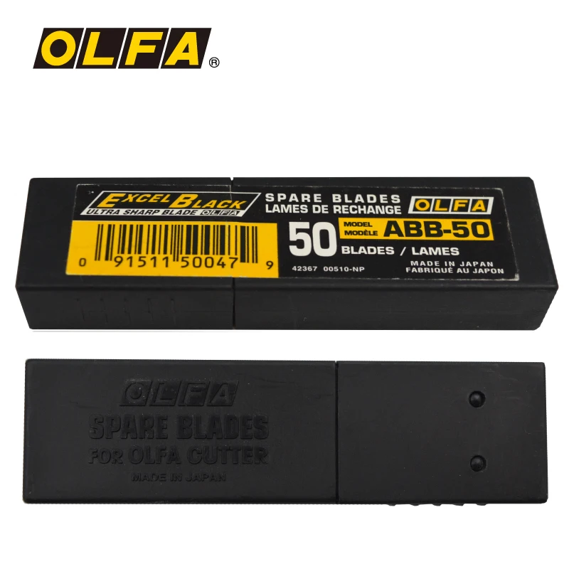 OLFA Europe imported from Japan, ABB-50 black replacement blade 9mm, sharper 50-piece black blade