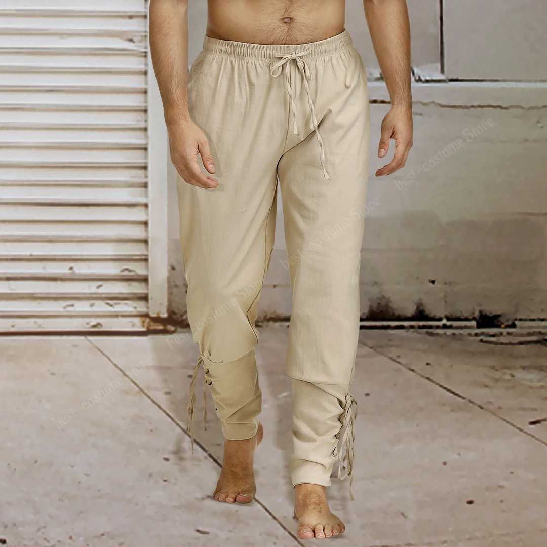 Pantalones de pirata para hombre, disfraz gótico, pantalones medievales renacentistas, pantalones cortos con cordón, disfraz de Halloween para