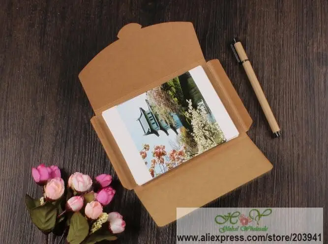 50pcs/lot 3 Colors Vintage Blank Kraft Paper DIY Multifunction Envelope postcard box Package paper wholesale