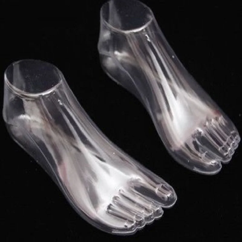 CAMMITEVER  2Pcs Transparent Foot Showcase Female Sock Sox Mold Short Stocking Mannequins Shoe Feet Doll Display