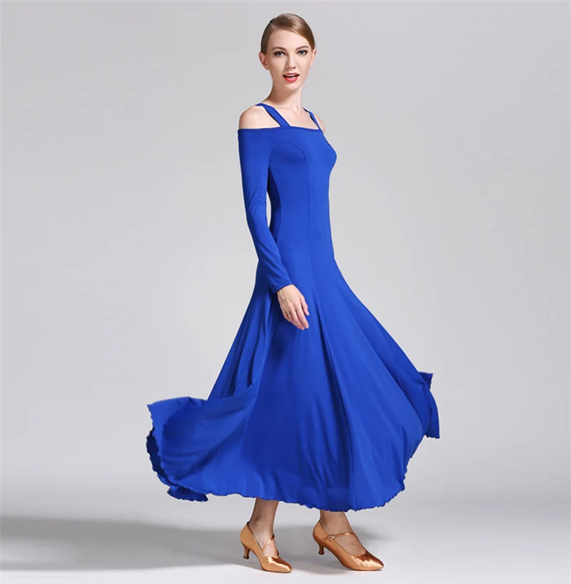 Ballroom Dance Dress Elegant Long Sleeve Stage Dancing Skirt Women's Cheap Ballroom Flamenco Competition Dance Dresses