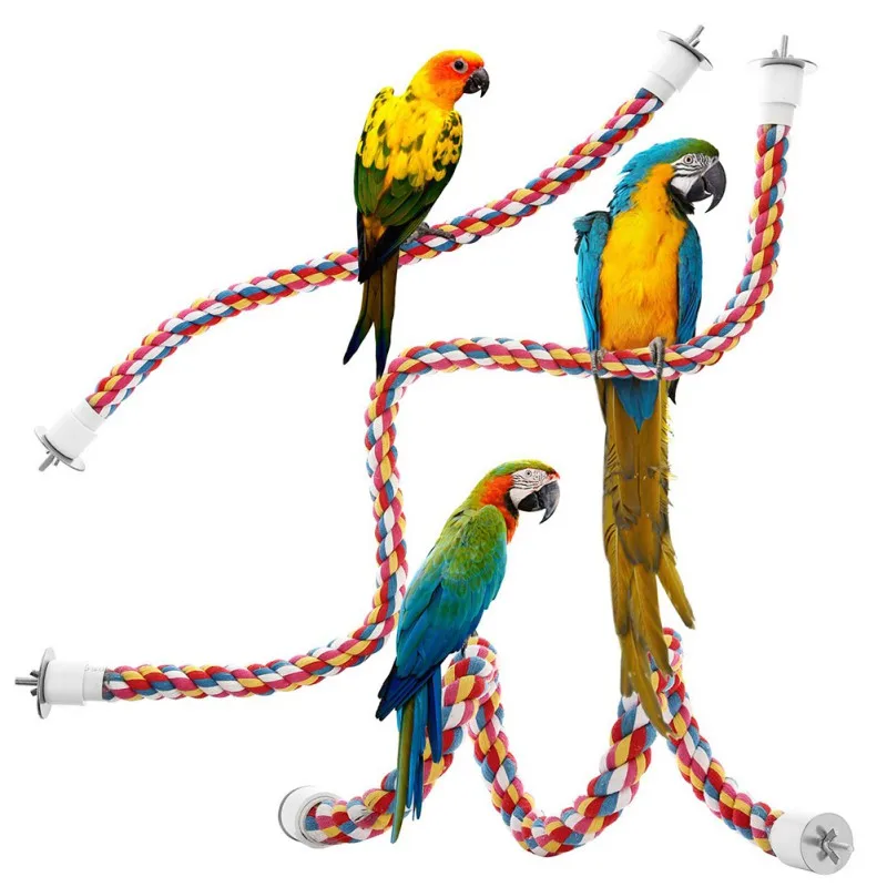 Pet Bird Bite Toys Parrot Color Cotton Rope Toys Elastic Parrot Climbing Toys Sturdy Bird Swing Harness Cage Pet Toy Swing Stand