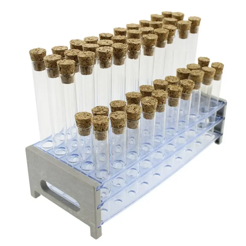 50PCS Transparent Plastic Round Bottom Test Tube With Cork Stoppers Empty Scented tea Tubes