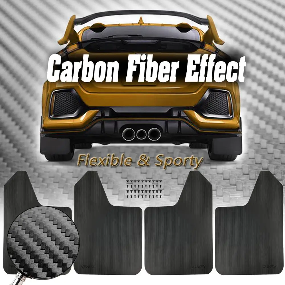 For Mitsubishi Skoda Peugeot Citroen VW Pickup SUV Universal Mud Flaps Mudflaps Splash Guards Fender Flares Carbon Fiber Effect