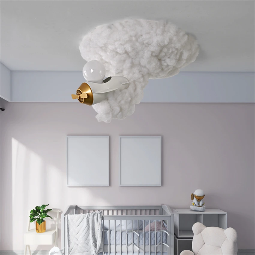 Cartoon cotton aircraft cloud ceiling lights children's room light bedroom Nordic study restaurant