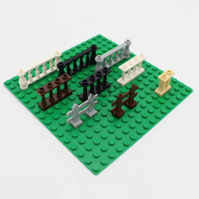 Moc City Built Rail Fence Street View Handrail Guard Bar DIY Building Enlighten Block Bricks Compatible with Assembles Particles