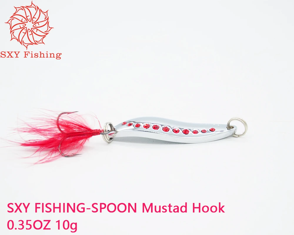 SXY FISHING SPOON Lure fishing Lure SPOON bait 10g Ruby Mustad Hook Fly hook