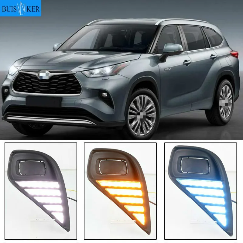 

2Pcs LED Daytime Running Light For Toyota Highlander 2020 2021 Car Accessories Waterproof DRL Fog Lamp Decoration