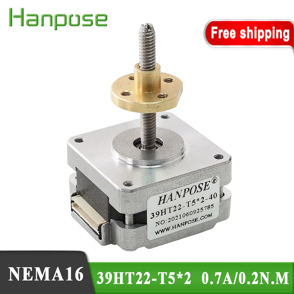 

NEMA16 Stepper Motor 39HT22-T5*2 40mm 0.7A 0.2N.M 39 Screw motor Rod Linear Trapezoidal Lead Srew electronic automatic equipment