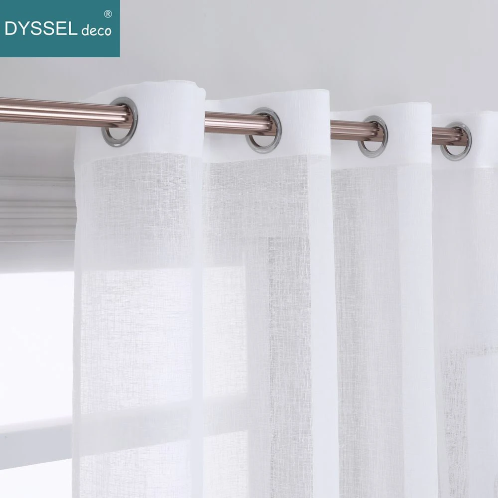 

Dyssel deco Modern Natural Solid Slub American style voile tulle sheer gromment Windows Curtain for livingroom bedroom