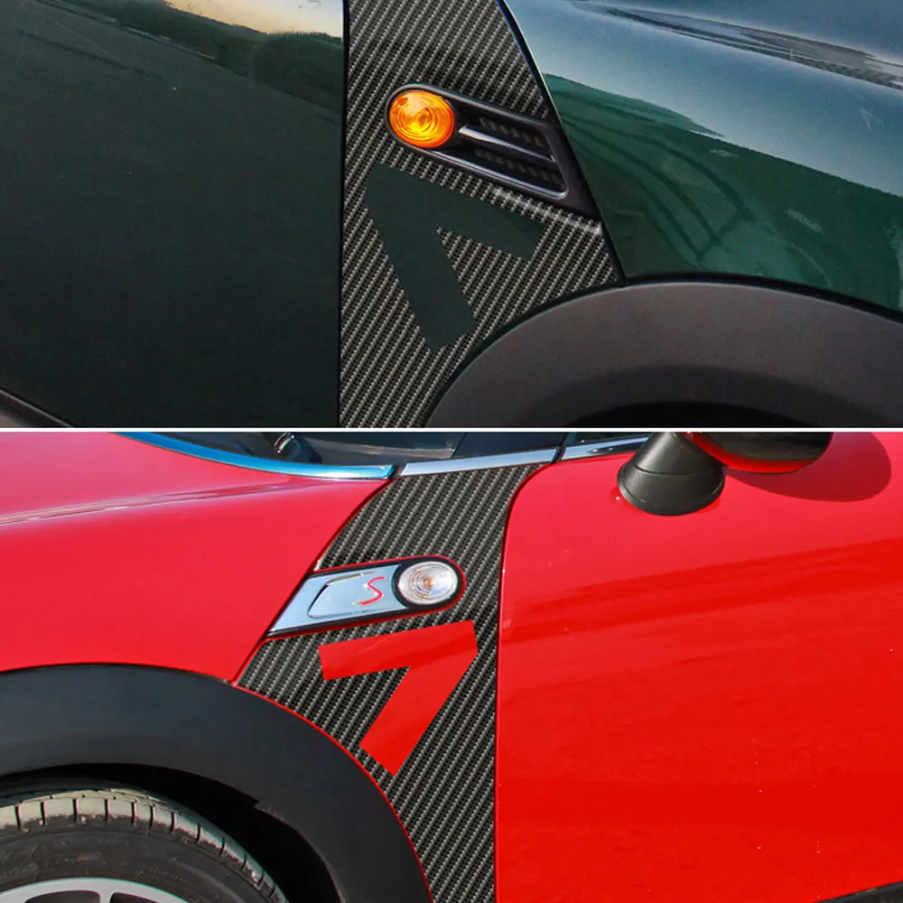 DSYCAR 1Pair Carbon Fiber Car Side Air Vent Cover Trim Fender Stickers Auto Sticker Decals Fit for Mini Cooper R56 Accessories