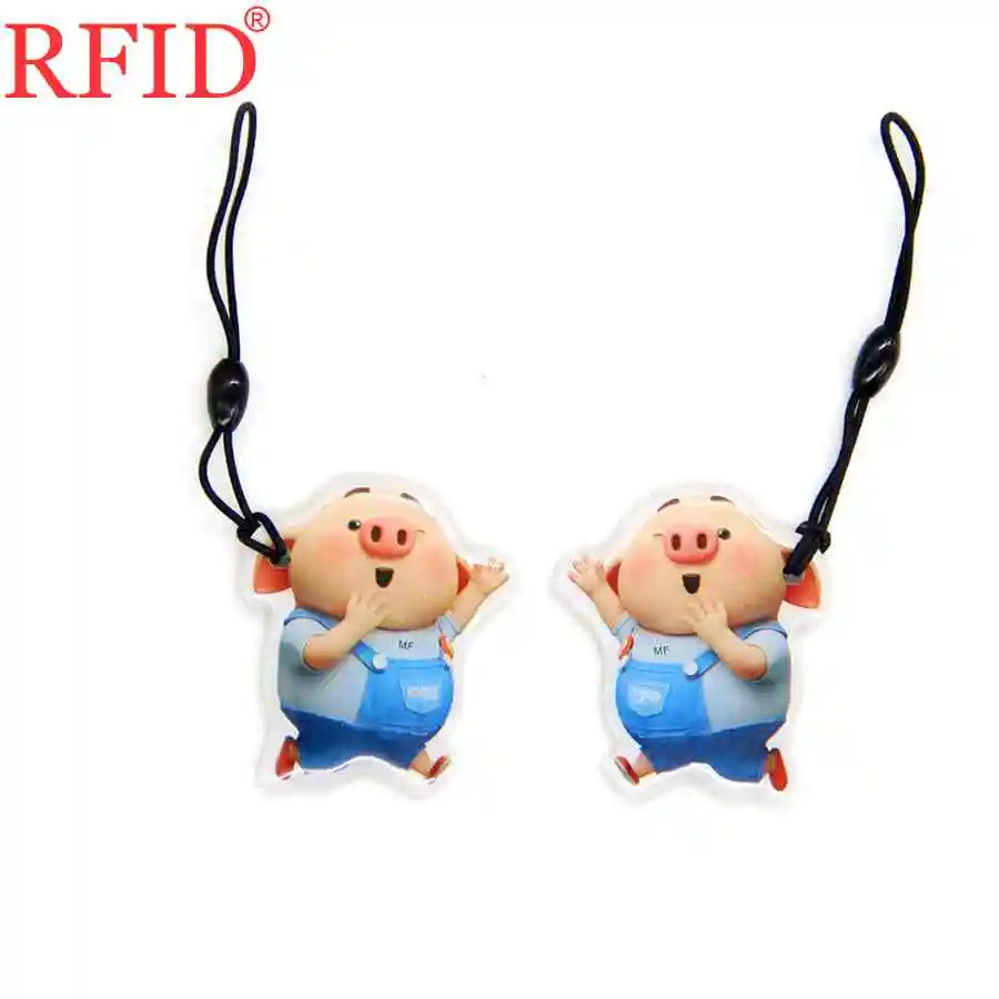 UID S50 1K 13.56Mhz Rewritable Writable NFC IC Card Changeable RFID Dropping Glue Waterproof Cartoon Pattern Key Fob Token Tag 1