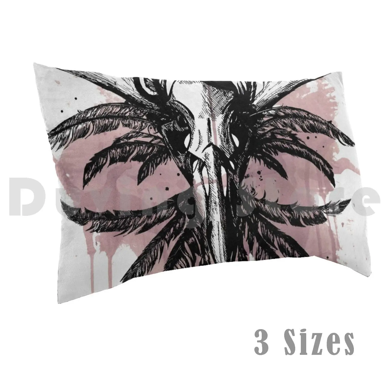 Banshee Pillow Case DIY 50*70 Ink Graphic Crow Skull Feathers Blood Moon Moon Banshee Bean Sidhe Sidhe Occult