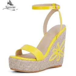 Sgesvier black White Yellow 2021 New Women Sandals Platform Wedges High Heel Women's Shoes Summer Open Toe Dress Ladies Sandals