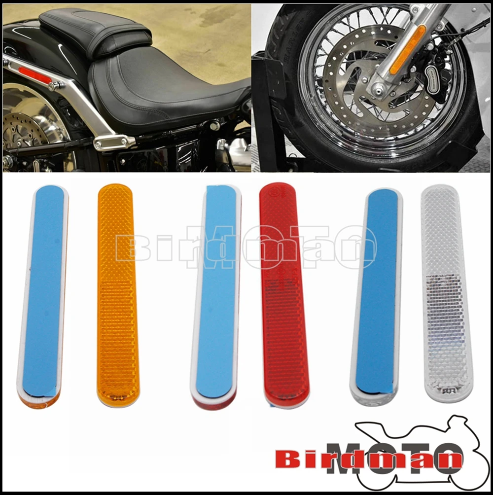 For Harley Chopper Cafe Racer Custom Motorcycle Red Rectangle Reflectors PMMA Plastic Warning Reflector Bolt On Reflective Plate