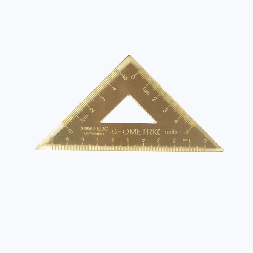 Vintage Brass Ruler Trianglular Ruler Protractor School Gift Measure Tools, 12cm Ruler Kawaii Stationery Accessories