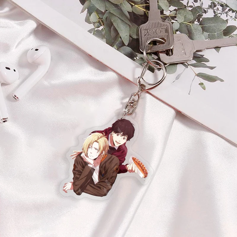 Japan Anime Keychain Banana Fish Ash Lynx Okumura Eiji Cosplay Double Side Acrylic Key Chain Ring Phone Charm Pendant Keyring