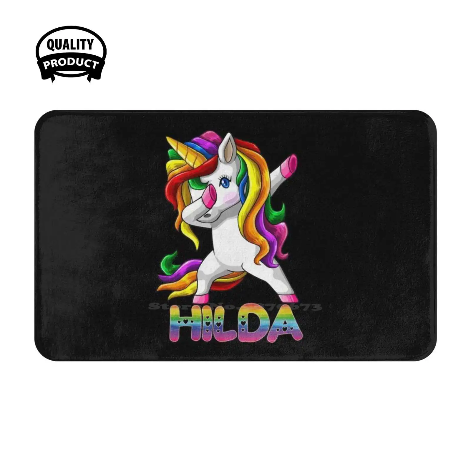 Name Rainbow Text - Dabbing Unicorn Gift For Soft Cushion Home Carpet Door Mat Car Rug Dabbing Unicorn 500 For Label With Name