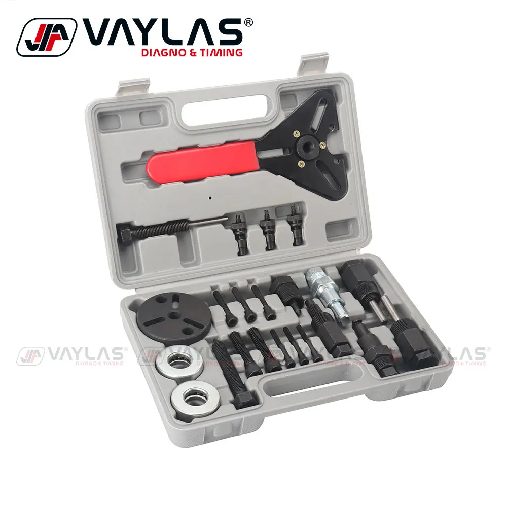 23Pcs Car Air Conditioning Repair Tools Set Disassembly Pump Head Tool Compressor Clutch Suction Plate Suction Special Puller