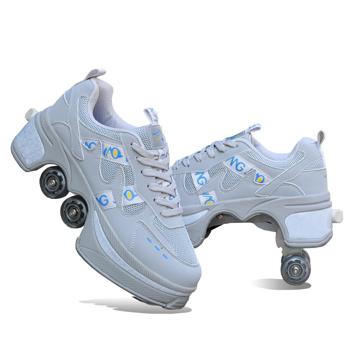 Pu Leather Adult Sport Roller Skate Shoes With 4-Wheel Casual Deformation Parkour Sneakers Skates For Rounds Children Of Running