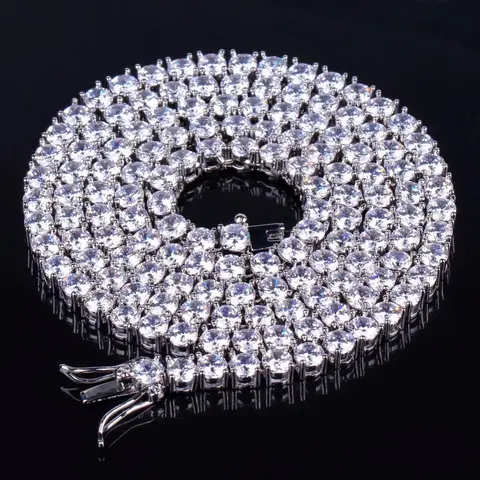 TOPGRILLZ 3mm-10mm Iced Out Bling AAA Zircon 1 Row Tennis Chain Necklace Men Hip Hop Jewelry Gold Silver Color Charms