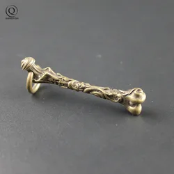 Pure Brass Leg Bone Key Chains Pendants Charms Vintage Copper Bones Pendant Trinkets Men Car Keychains Hanging Keyrings Ornament