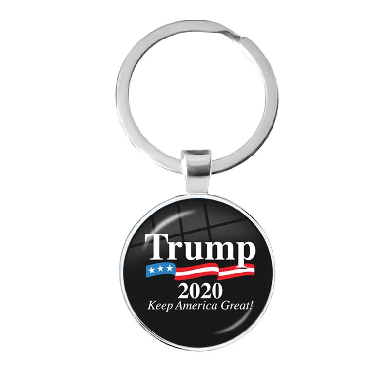 

Keep America Great Glass Cabochon Keychain USA Flag Trump 2020 American Election Keyring Keyholder Jewrlry For Support