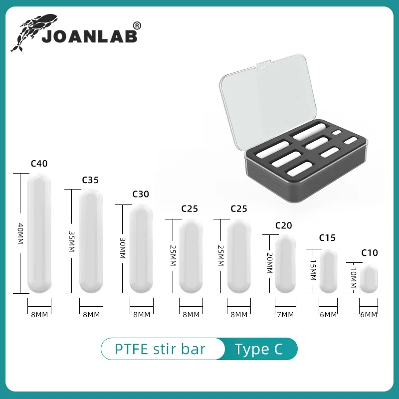 JOANLAB Magnetic Stirrer Bar Size 15mm 20mm 25mm 28mm 30mm 35mm 40mm PTFE Magnetic Stirrer Mixer Stir Bars 10 pcs Lab Supplies