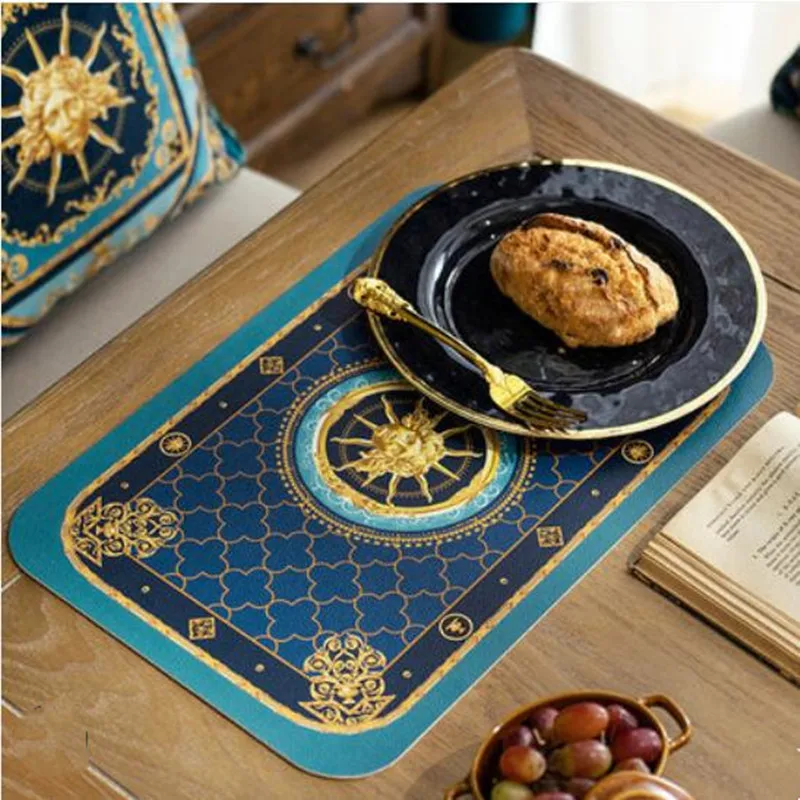 Placemat Leather Table Mats Set of 2,Heat Resistant,Wireless,Waterproof,Washable,Outdoor Placemats for Kitchen,Apollo Blue,30x45