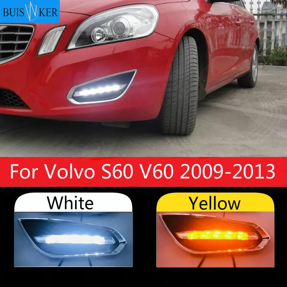 

For Volvo S60 V60 2009-2013 Light-Off Style Relay Waterproof Matte ABS Car DRL 12V LED Daytime Running Light Daylight