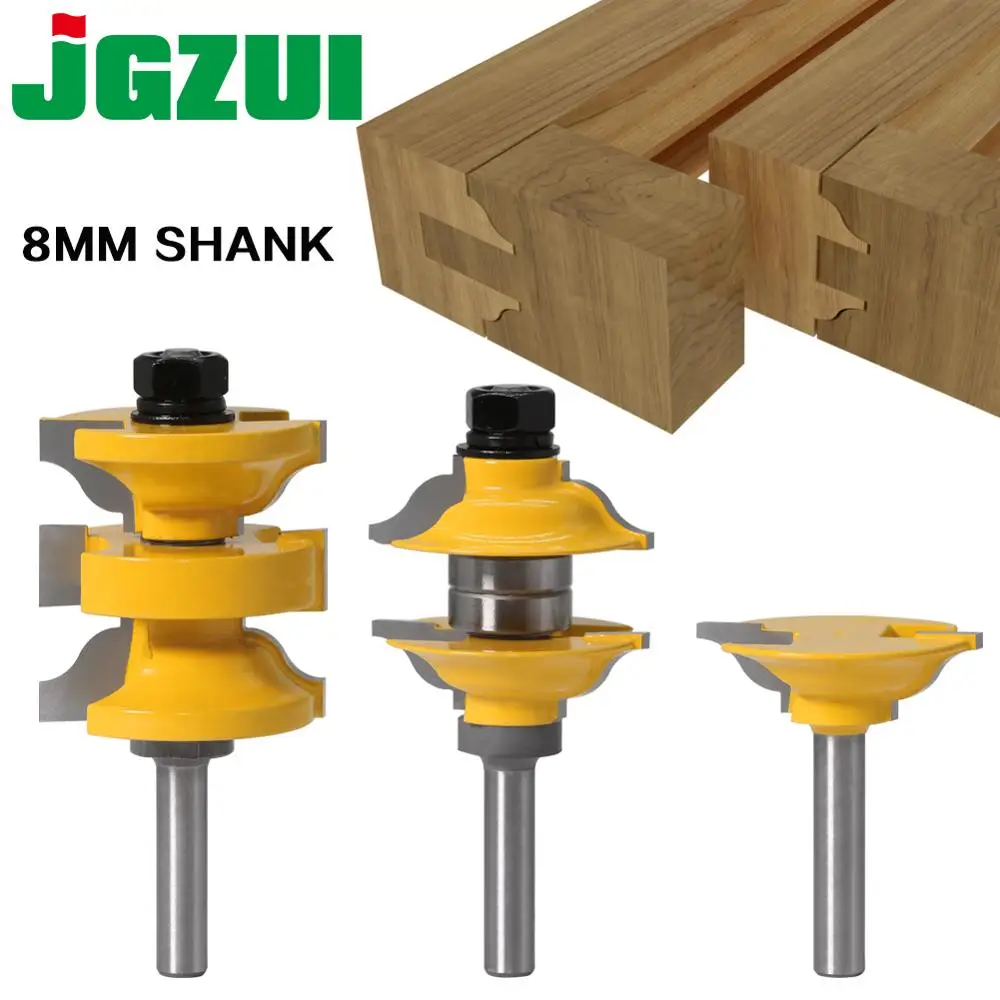 

3pcs 8mm 12mm Shank Entry Interior Tenon Door Router Bit Set Ogee Matched R&S Router Bits Carving for Wood