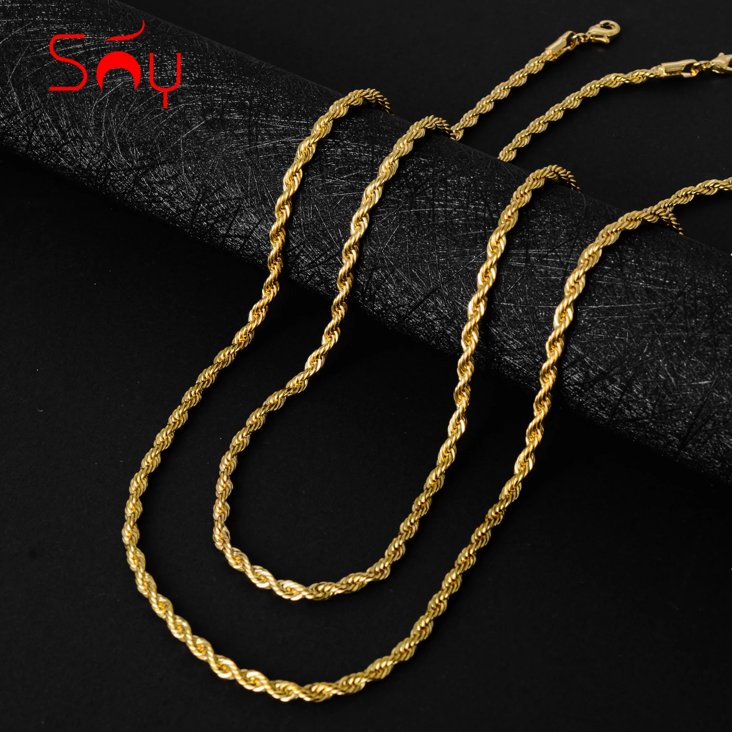 Sunny Jewelry Fashion New Copper Necklace Chains Gold Plated High Quality For Women Man Classic Trendy For Daily Wear Gift