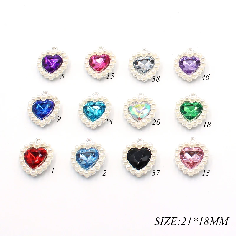 Silver Mix Metal Heart Shaped Pearlpendant 10Pcs/Lot 21*18MM DIY For Clothing, Wedding, Beautiful Decoration Accessories