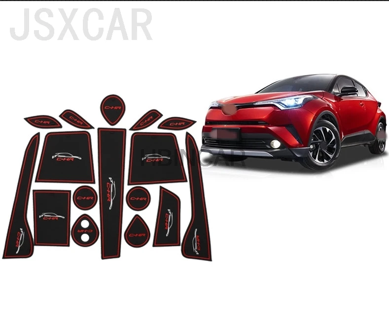 For Toyota CHR C-HR 2016-2019 Door groove pad special water coaster anti-slip mat decorative interior modification storage slot