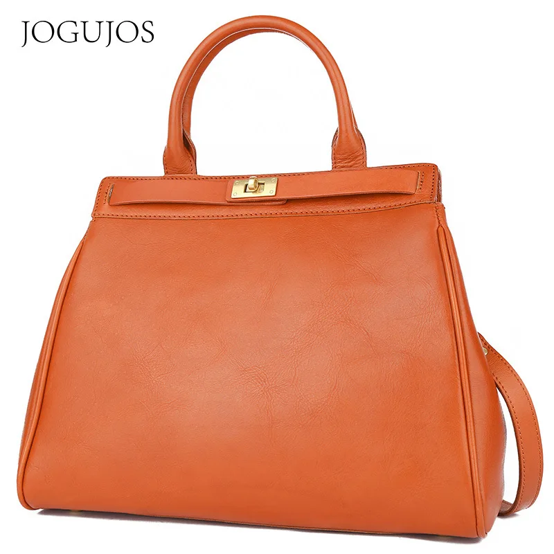 Luxury Leisure New Retro Fashion Commuter Large Capacity Europe And The Dermis Women Handbag Leather Cowhide Shoulder Bags