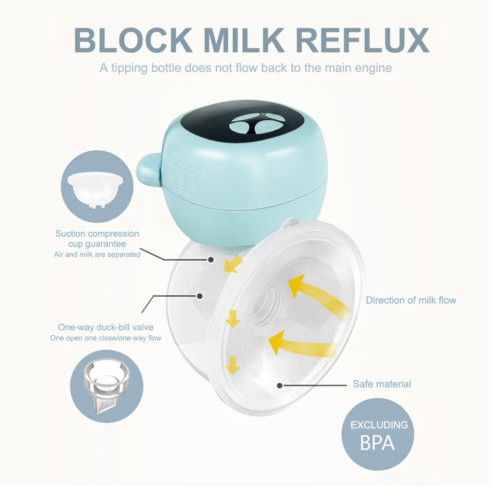 Extractor de leche eléctrico portátil para bebé, Extractor de leche recargable por USB, sin BPA