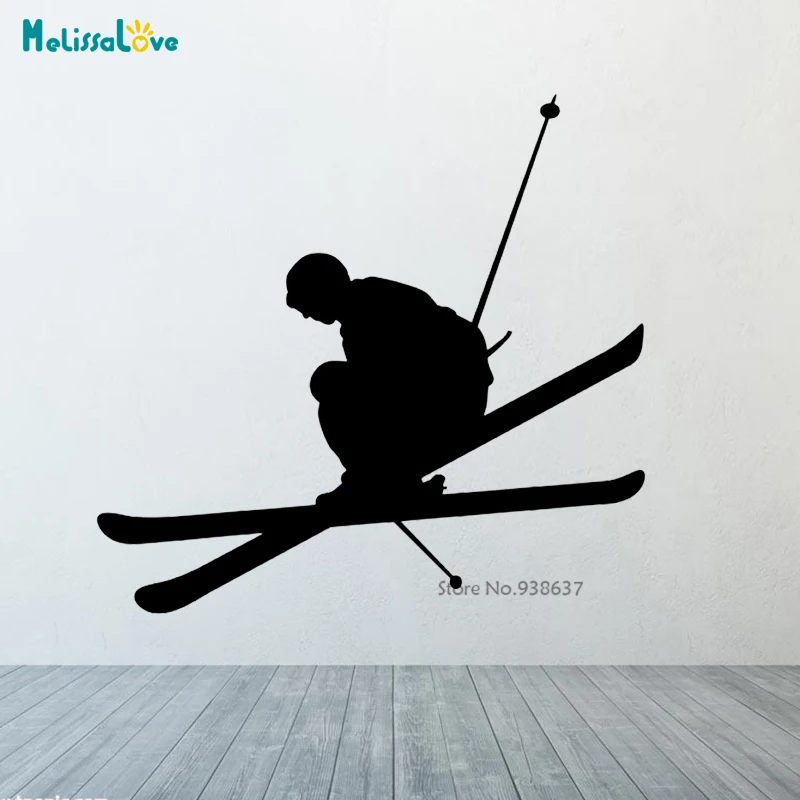 Wall or Car Decal Vinyl Sticker Man Skiing Down Slopes Ski Snow Sport Game Nursery Kids Room Home Decor living Wall Sticke CL367