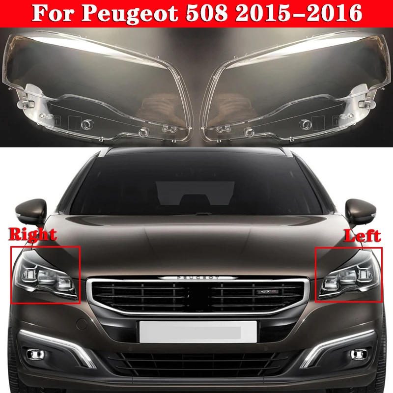 

Car Front Headlight Cover Headlamp Lampshade Lampcover For Peugeot 508 2015-2016 Head Lamp light Covers glass Lens Shell Caps