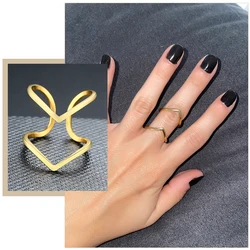 Chic Chevron Rings for Women Birthday Party Jewelry,Gold Color Stainless Steel Female Lady Daily Wear Finger Gifts for Her