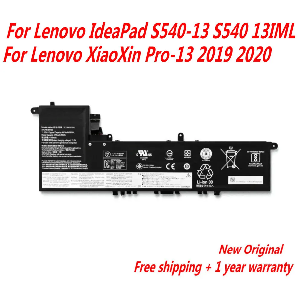 

NEW L19M3PD3 Laptop Battery For Lenovo IdeaPad S540-13 S540 13IML 8SSB10V2776 SB10W67401 XiaoXin Pro-13 2019 2020 Series