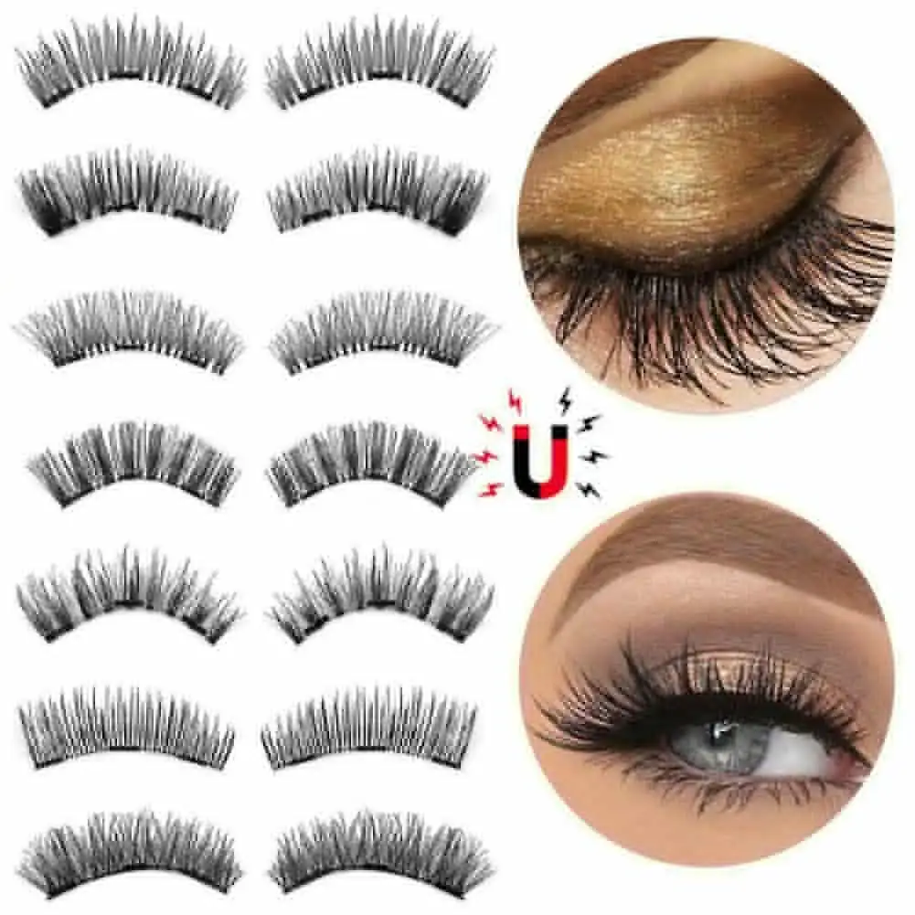 2 Pairs 3D Magnetic Eyelashes Natural Long Thick Full Strip Fake Lashes Reusable Women Makeup False Magnet Eyelash Extension