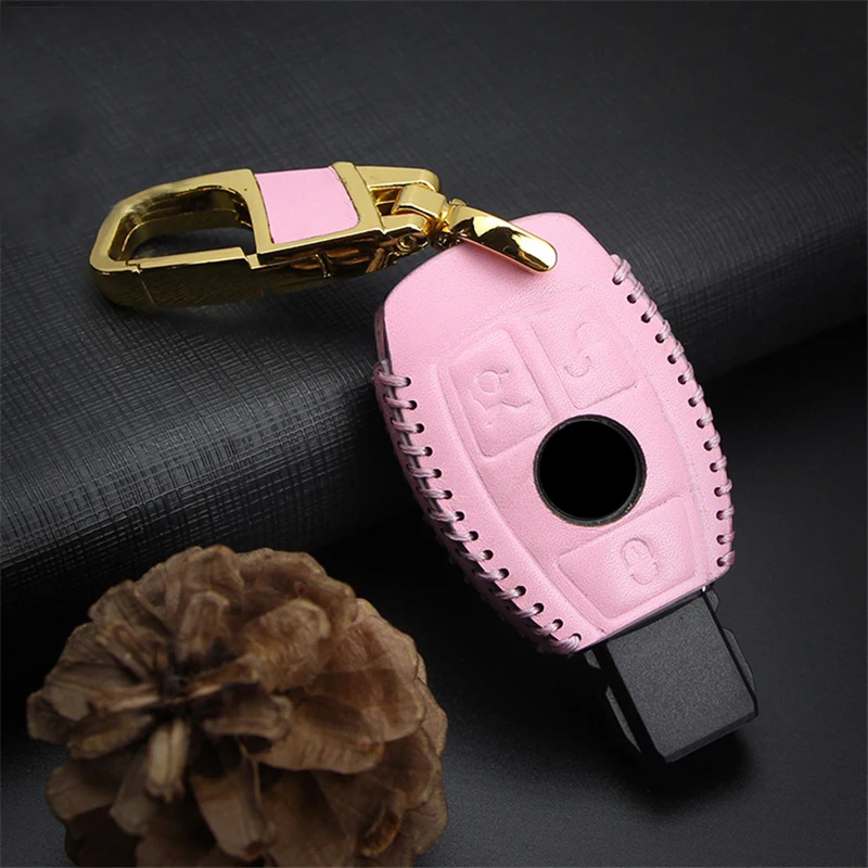 Leather Car Keyring Key Case Cover For Mercedes Benz Accessories CLA AMG W203 W204 W205 W210 W212 W213 W211 W176 GLA Key Holder