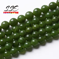 AAAAA Natural Canada Green Jades Stone Beads Round Loose Beads For Jewelry Making DIY Bracelet Ear Studs Accessories 6 8 10 12mm