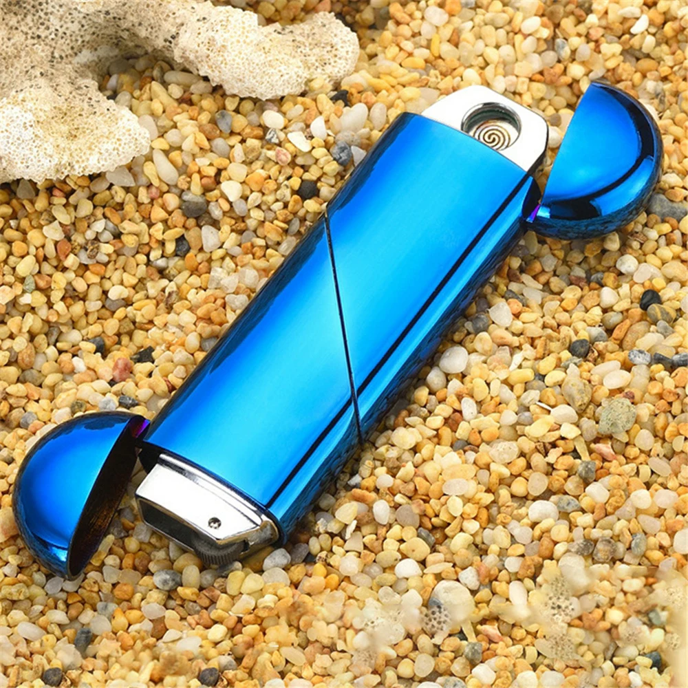 Heart-shaped Gas-electric Dual-purpose Folding Lighter USB Electronic Charging Arc Lighter Flame Butane Gas Lighter Gift