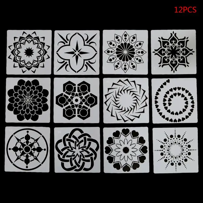 16Pcs/12Pcs Diy Vrolijk Kerstfeest Tekening Stencil Templates Embossing Papier Kaart Schilderen Scrapbooking Stempel Album Decoratie