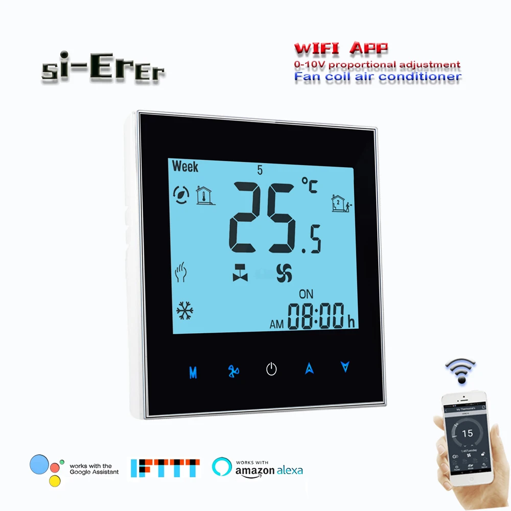 0-10V regulated output TUYA WIFI Thermostat Temperature Controller for heating and cooling,Works with Alexa Google Home