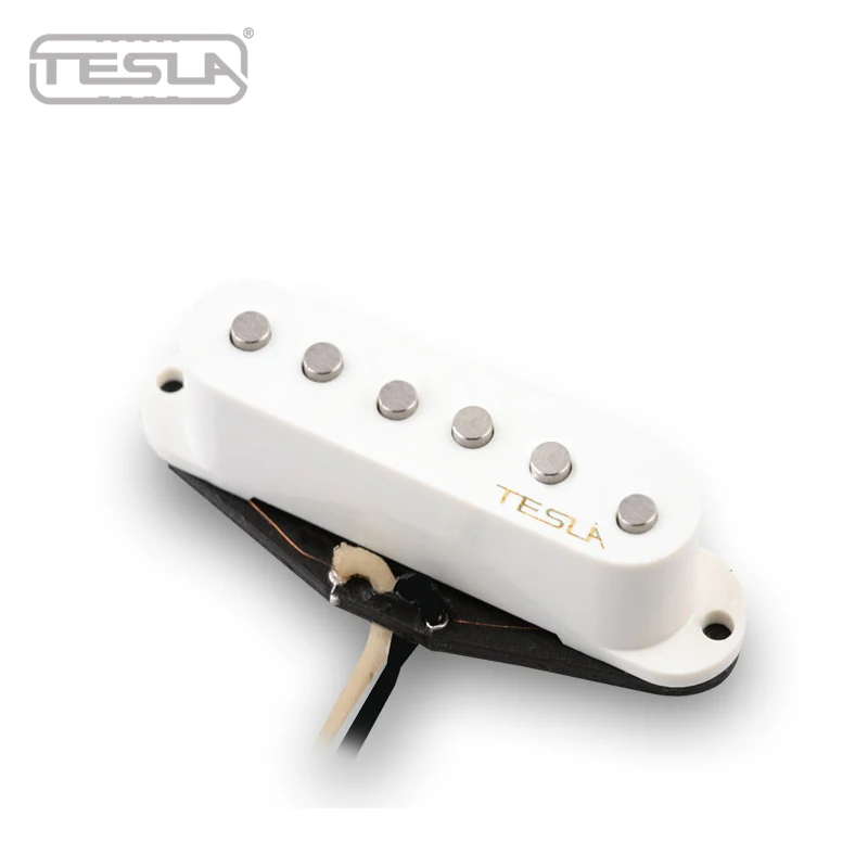 Tesla VR-1 Single Coil Alnico Guitar Pickup, White Color Wax Potted Pickup, Neck or Middle or Bridge Position