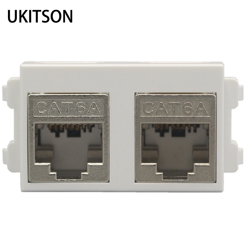 Two Ports CAT.6A RJ45 CAT7 Module Plug Full Shielded Zinc Alloy Socket 10GB Network Jack Connector Adapter For Internet