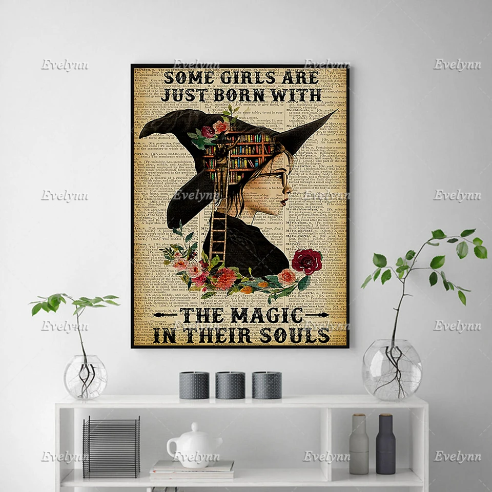 Some Girls are Just Born With The Magic In Their Souls Poster,Love Reading Book,Wall Art Prints Home Decor Canvas FloatingFrame